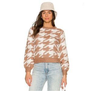 LINE & DOT Houndstooth Plush Sweater Tan Size S